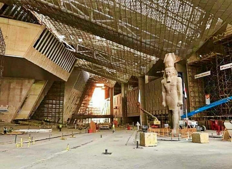 Entrance hall to the new Grand Egyptian Museum (GEM). Once open, It will be the largest museum in the world.