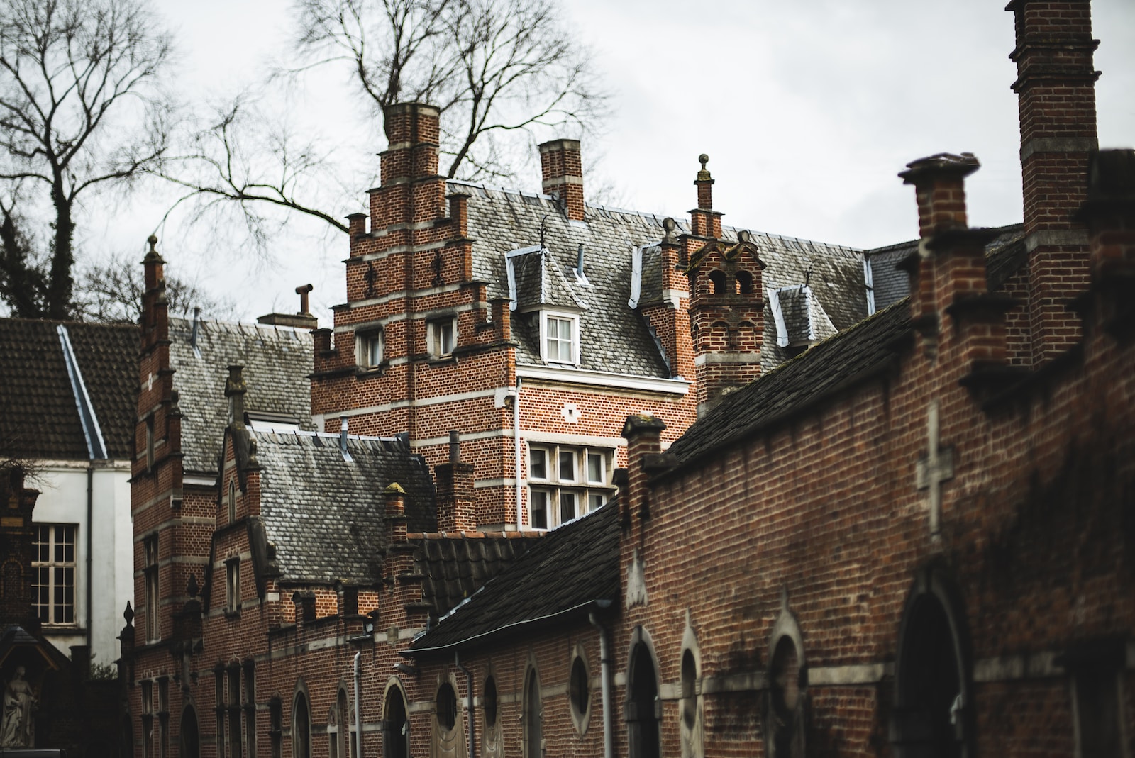 brown brick building near bare trees during daytime