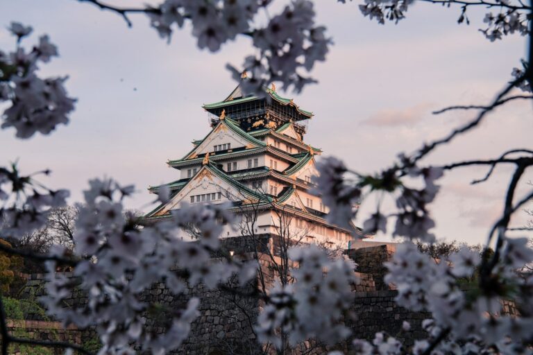 White and Green Osaka Castle